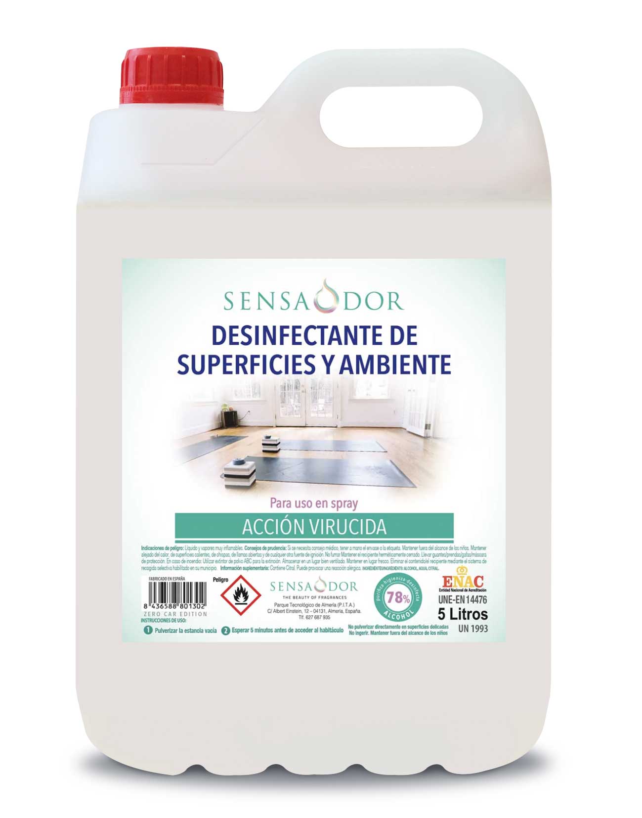 DESINFECTANTE DE SUPERFICIES Y AMBIENTE 5L (78% alcohol)