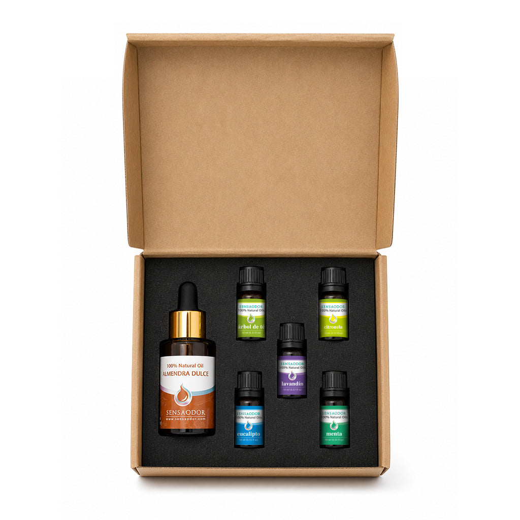 Pack de 5 Aceites Esenciales + Aceite Vegetal de Almendra Dulce